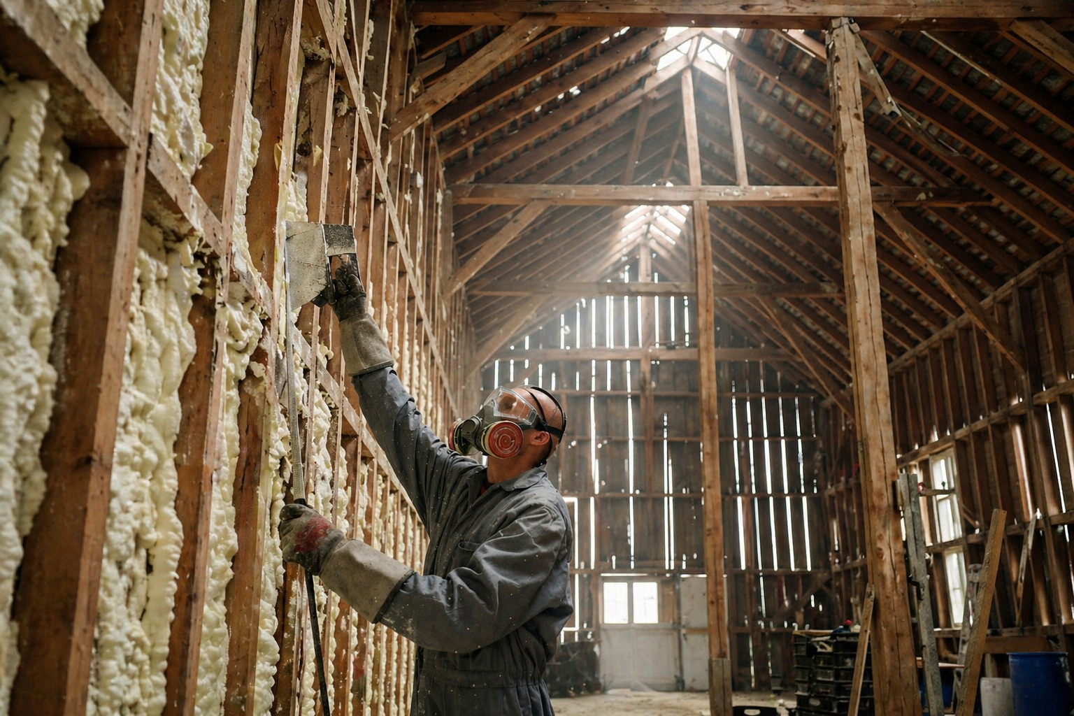 Barn Spray Foam Removal